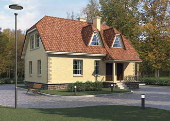D1 Проект газобетонного дома с мансардой в европейском стиле